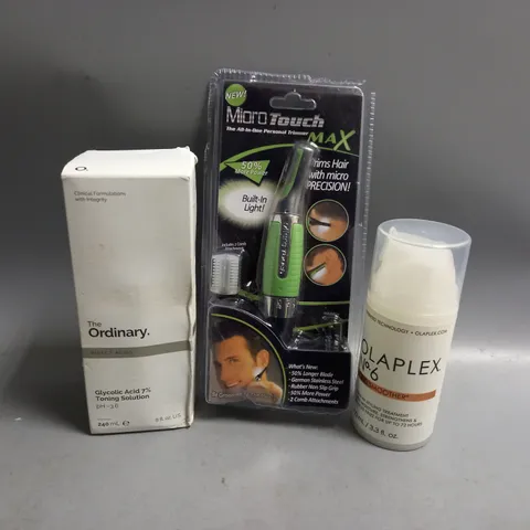 APPROXIMATELY 20 ASSORTED HEALTH AND BEAUTY PRODUCTS TO INCLUDE OLAPLEX NO.6 BOND SMOOTHER 100ML, THE ORDINARY GLYCOLIC ACID 7% TONING SOLUTION 240ML, PERSONAL HAIR TRIMMER