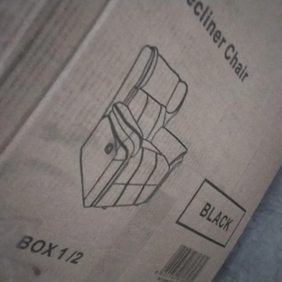 BOXED BLACK LEATHER MANUAL ROCKING RECLINER CHAIR (BOX 1 OF 2 ONLY)