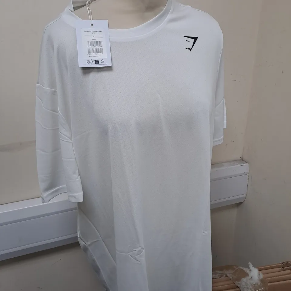 GYMSHARK ARRIVAL WHITE TEE SIZE XL