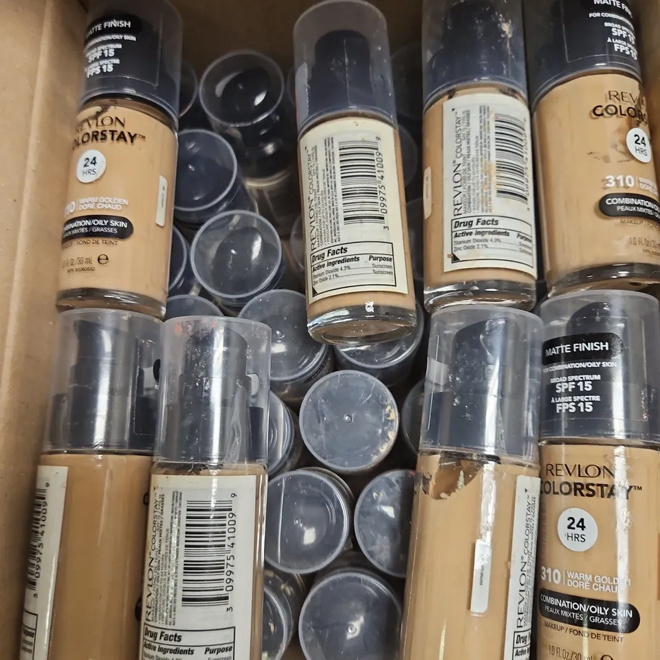 BOX OF APPROXIMATELY 35 ASSORTED REVLON COLORSTAY MAKEUP 30ML