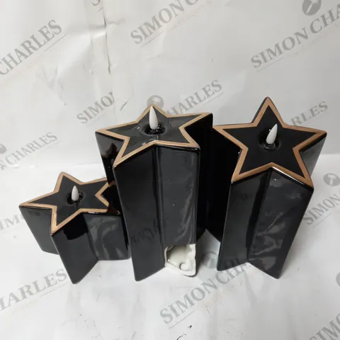 HOME REFLECTIONS CERAMIC STAR PRE-LIT CANDLES - BLACK