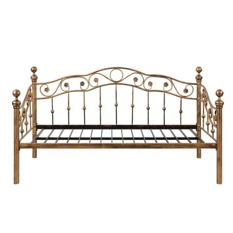 BOXED ESSENDON ANTIQUE BRASS METAL SINGLE DAYBED (1 BOX)