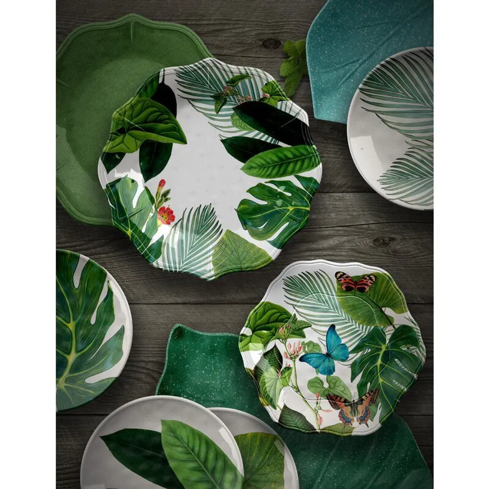 AMAZON 12 PIECE MELAMINE DINNERWARE SET SERVICE