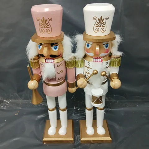 SET OF 2 PINK/WHITE NUTCRACKER CHRISTMAS DECORATIONS - 12 INCH