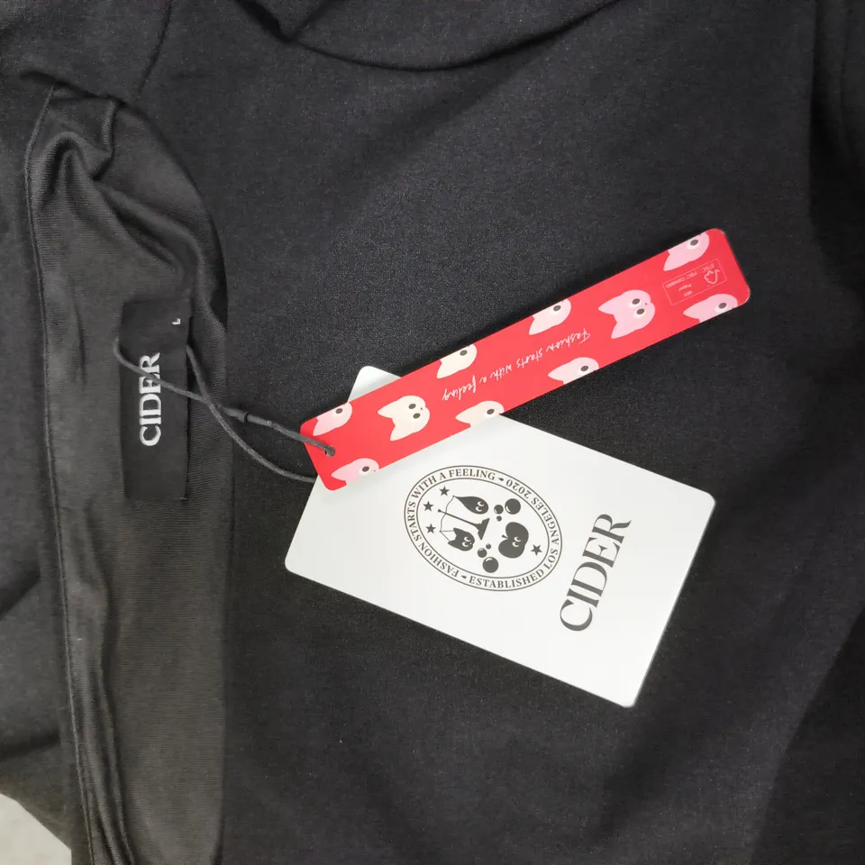 CIDER BLACK LONG-SLEEVE DRESS WITH GOLD BUTTON DETAIL SIZE L