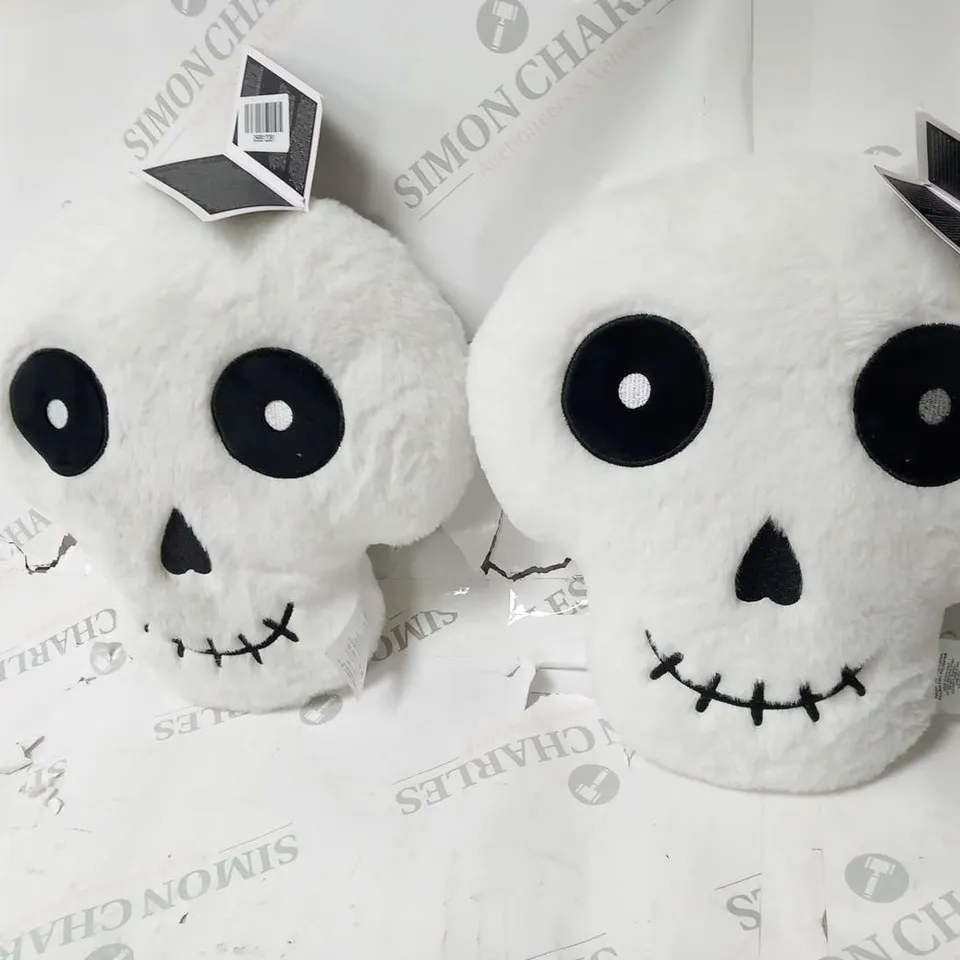TWO BRAND NEW SLEEPDOWN SKULL CUSHIONS 28CM X 30CM