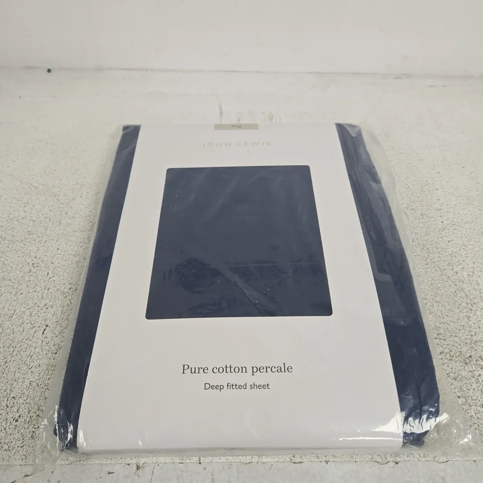 JOHN LEWIS PURE COTTON PERCALE DEEP FITTED SHEET