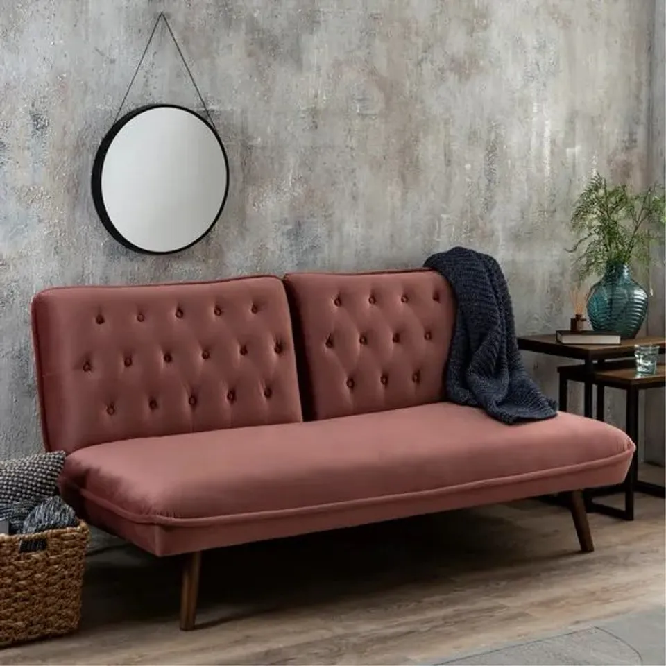 BOXED ELODIE CLIC CLAC SOFA BED IN BLUSH - W165 X D91 X H80 CM 