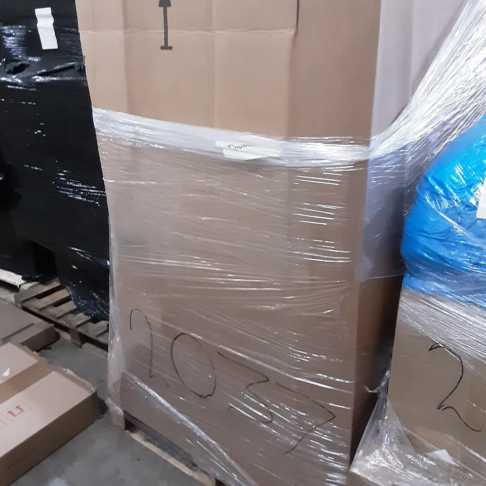 PALLET OF ASSORTED PRODUCTS INCLUDING ELEGANT LED MIRROR, HOMIDEC DRYING RACK, CAMABEL GARMENT RACK, FAN LIGHT, REBOUND FITNESS STABILITY BAR HAND RAIL