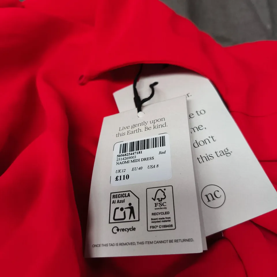 NOBODYS CHILD RED NAOMI MIDI DRESS UK12 TAGGED RRP £110