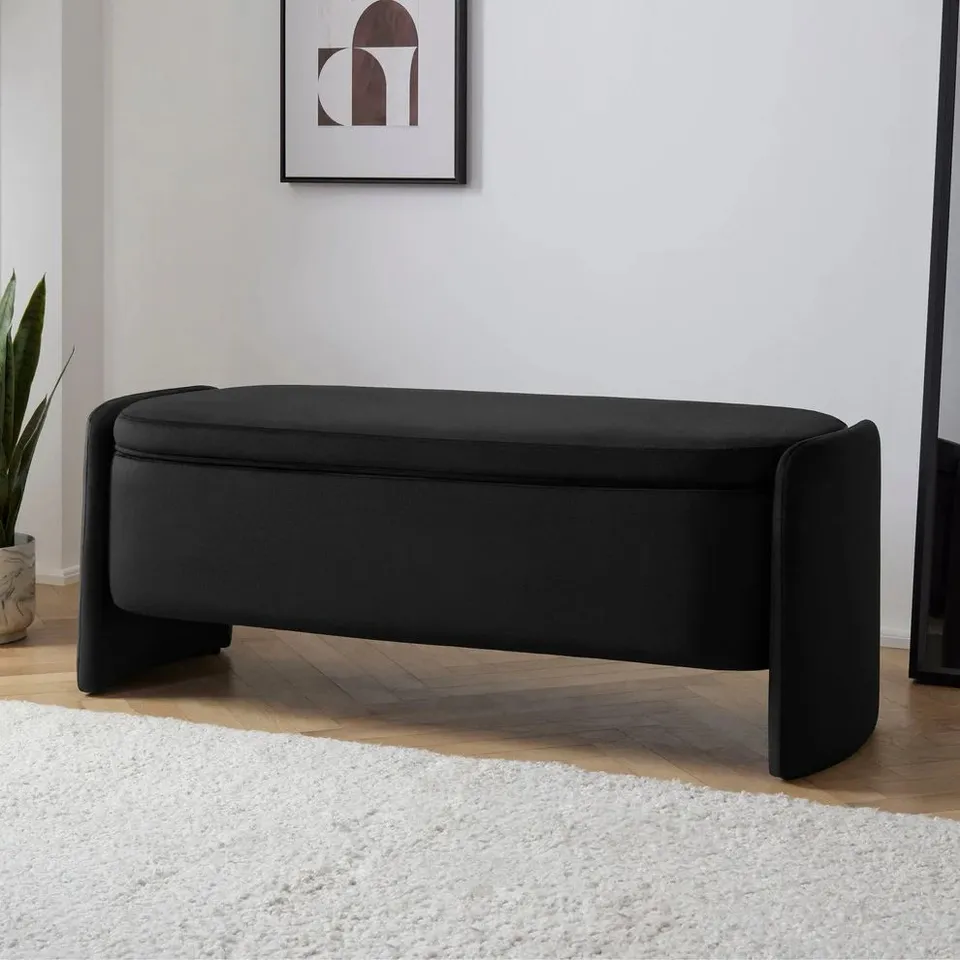 BOXED DUSK DIDSBURY CURVED STORAGE BENCH - INK