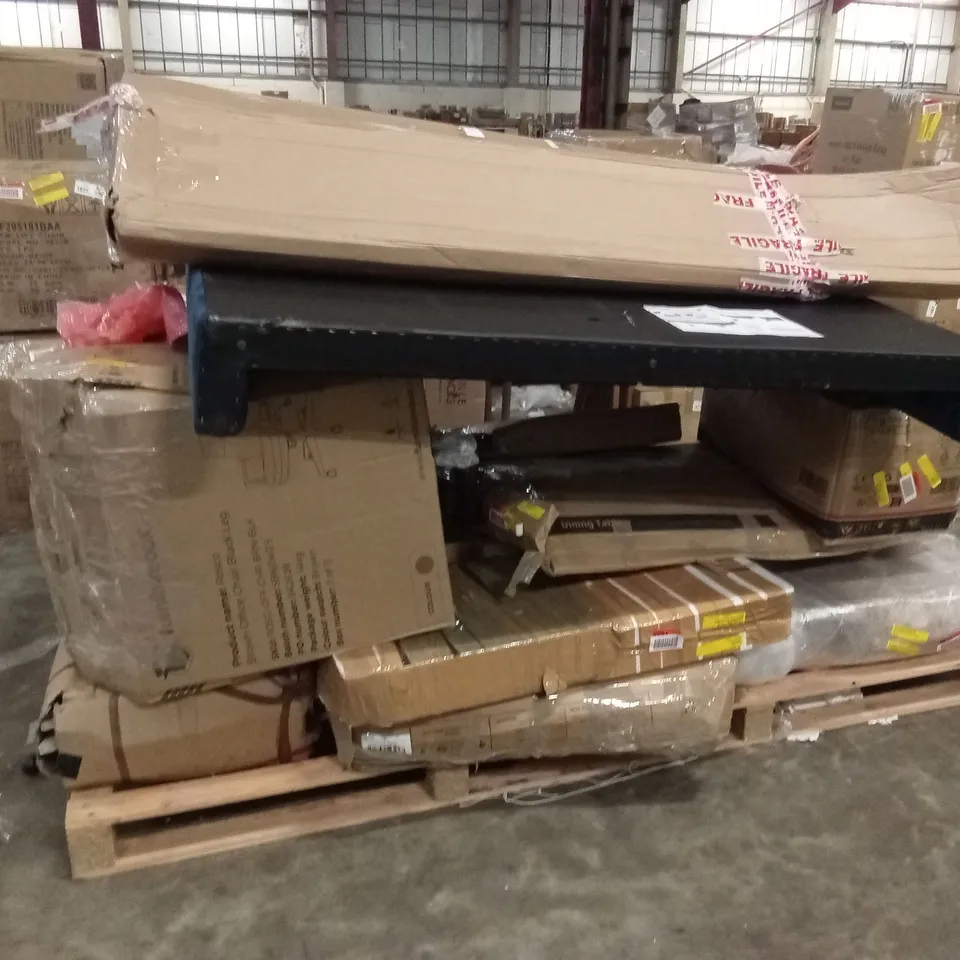 PALLET OF ASSORTED INCOMPLETE FURNITURE PARTS AND PIECES
