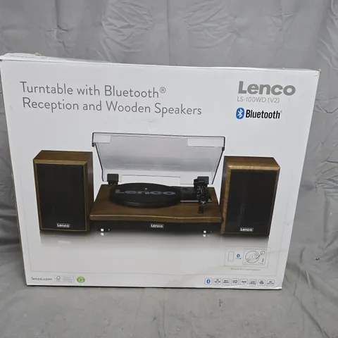 LENCO LS-100WD TURNTABLE WITH BLUETOOTH AND WOODEN SPEAKERS