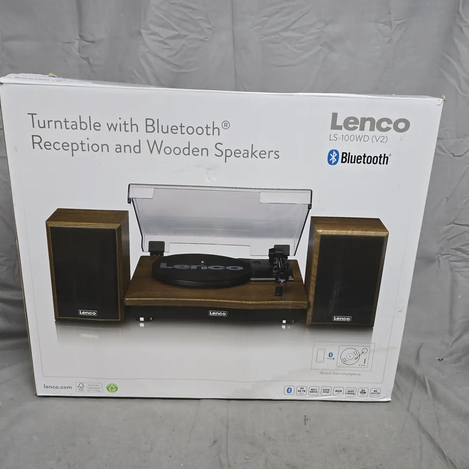 LENCO LS-100WD TURNTABLE WITH BLUETOOTH AND WOODEN SPEAKERS