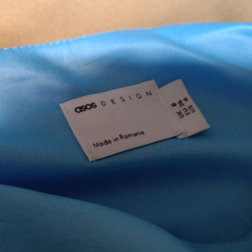 ASOS PALE BLUE ONE SHOULDER PANT SUIT - SIZE 8