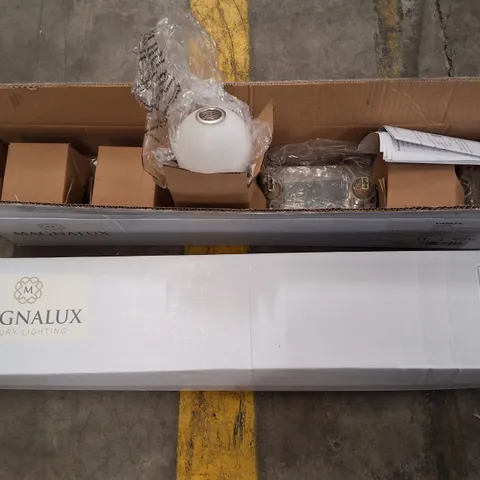 LOT OF 2 BOXED MAGNALUX 5-LAMP CEILING LIGHTS IN CHROME