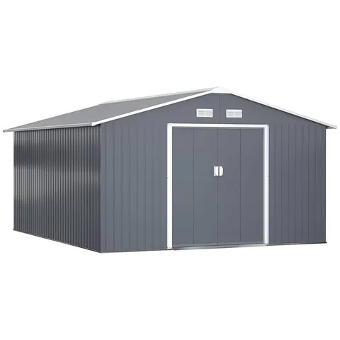 BOXED 11FT W X 13FT METAL GARDEN SHED (5BOXES)