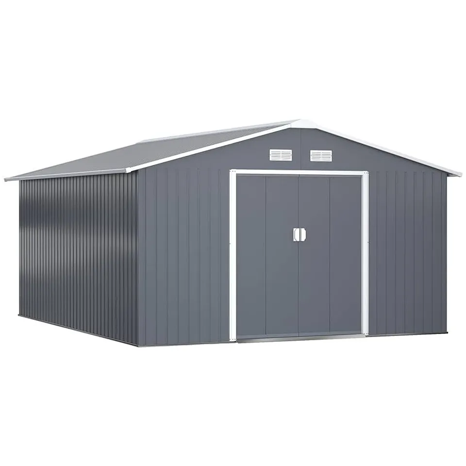 BOXED 11FT W X 13FT METAL GARDEN SHED (5BOXES)