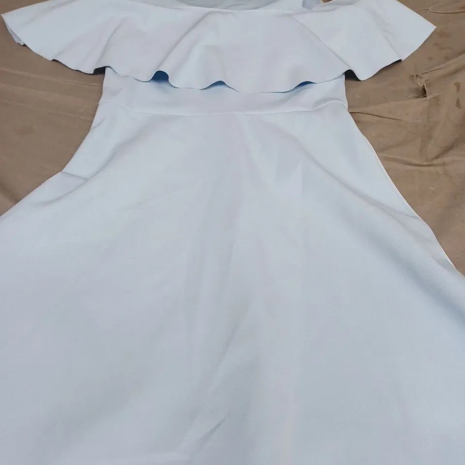 ZARA WOMAN FRILL FRONT MIDI DRESS, BLUE - UK SIZE S