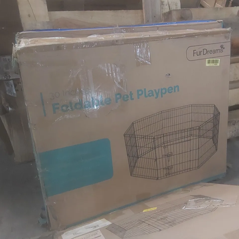 BOXED FUR DREAMS 30" FOLDABLE PET PLAYPEN 