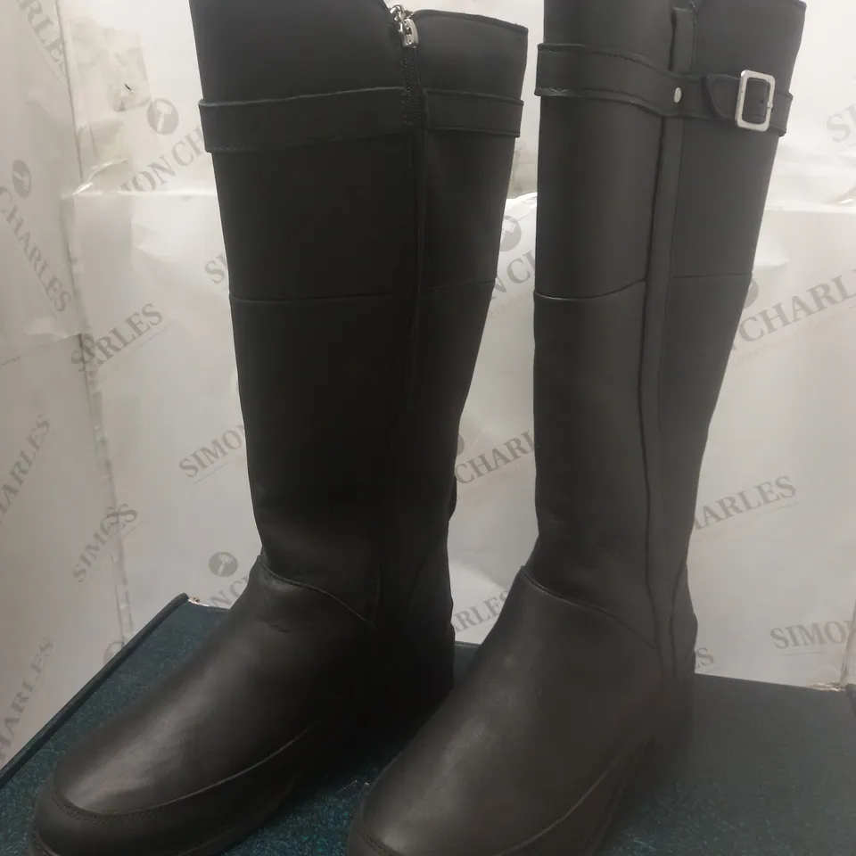 BOXED BLACK NATASHA HIGH BOOTS - SIZE 9