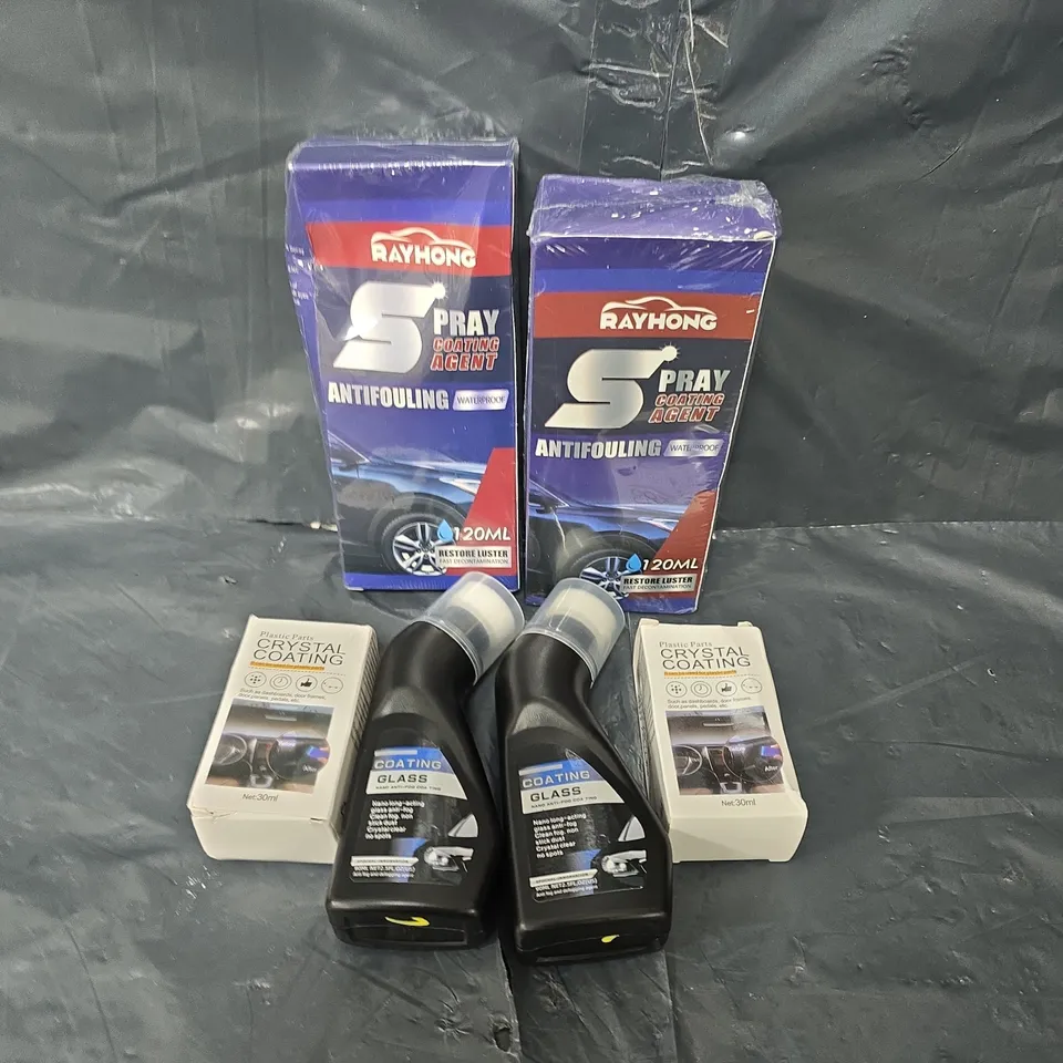 APPROXIMATELY 20 ASSORTED VEHICLE ACCESSORIES TO INCLUDE ANTIFOULING, COATING GLASS, CRYSTAL COATING ETC 