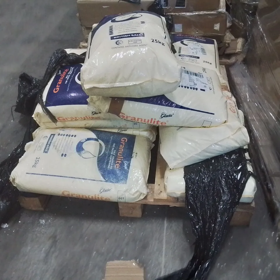 PALLET CONTAINING APPROXIMATELY 10 BAGS OF SALT GRANULES FOR WATER SOFTENER