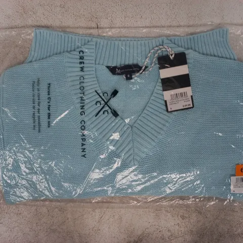 BAGGED CREW CLOTHING COMPANY LAUREN V-NECK COTTON JUMPER IN BLUE SIZE 6