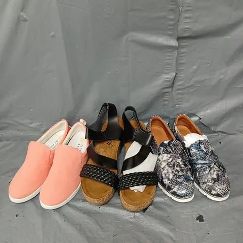 BOX OF APPROX 6 ASSORTED PAIRS OF SHOES IN VARIOUS STYLES, COLOURS AND SIZES