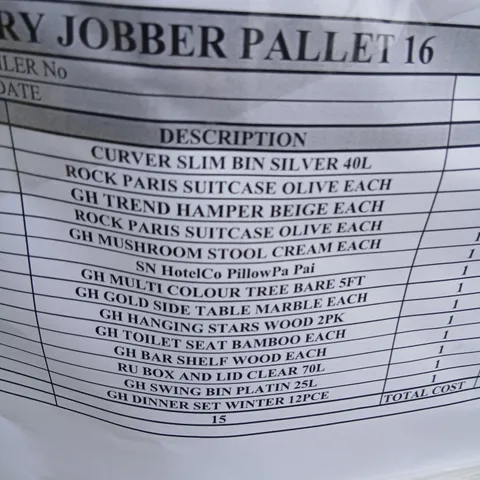 PALLET OF APPROXIMATELY 13 ASSORTED PRODUCTS TO INCLUDE; CURVER SLIM BIN, BAR SHELF AND BOX AND LID