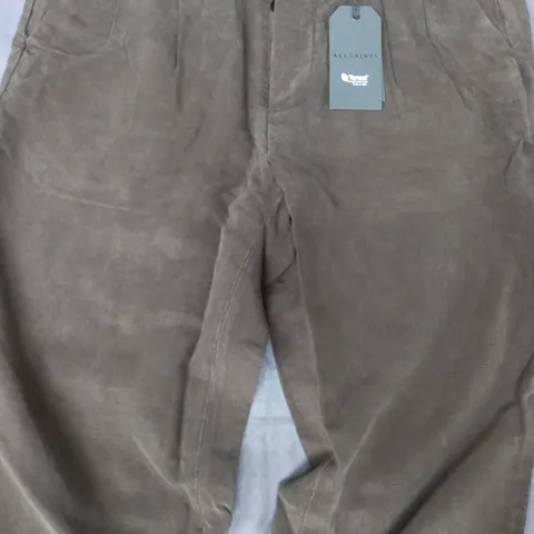 ALLSAINTS KAINAN TROUSERS IN AGED KHAKI BROWN SIZE 30