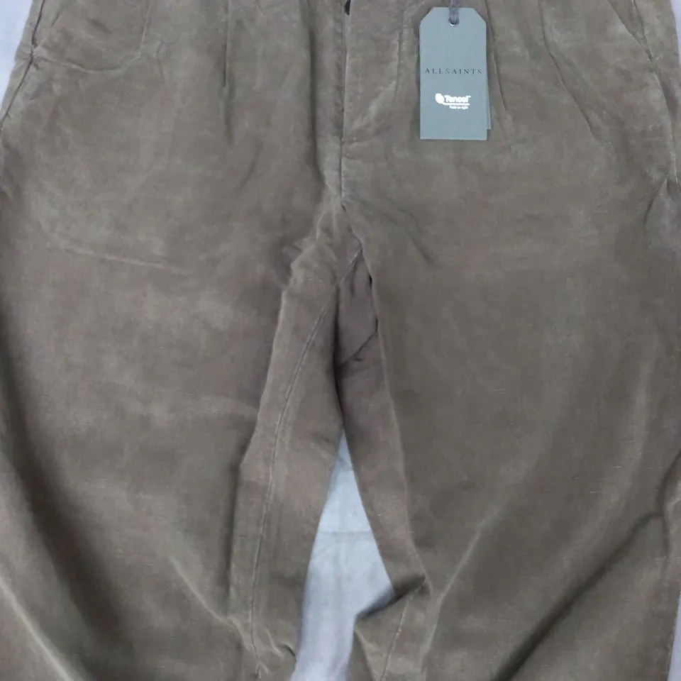 ALLSAINTS KAINAN TROUSERS IN AGED KHAKI BROWN SIZE 30