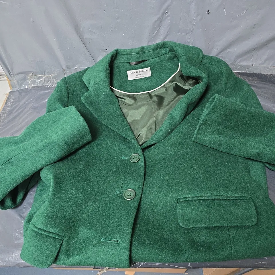 HELENE BERMAN GREEN LONGCOAT - SIZE UNSPECIFIED