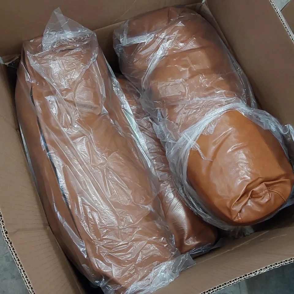 BOXED LOVESEAT SOFA WITH OTTOMAN - LIGHT BROWN (2 BOXES)