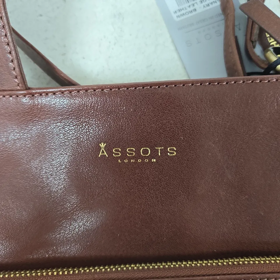 ASSOTS LONDON CANARY BROWN VINTAGE LEATHER CROSSBODY BAG