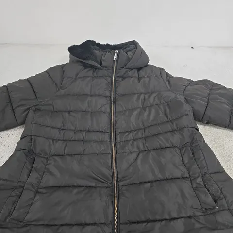 NEW LOOK WOMEN'S PUFFER JACKET, BLACK, UK 16 (EU 44) – HOODED
