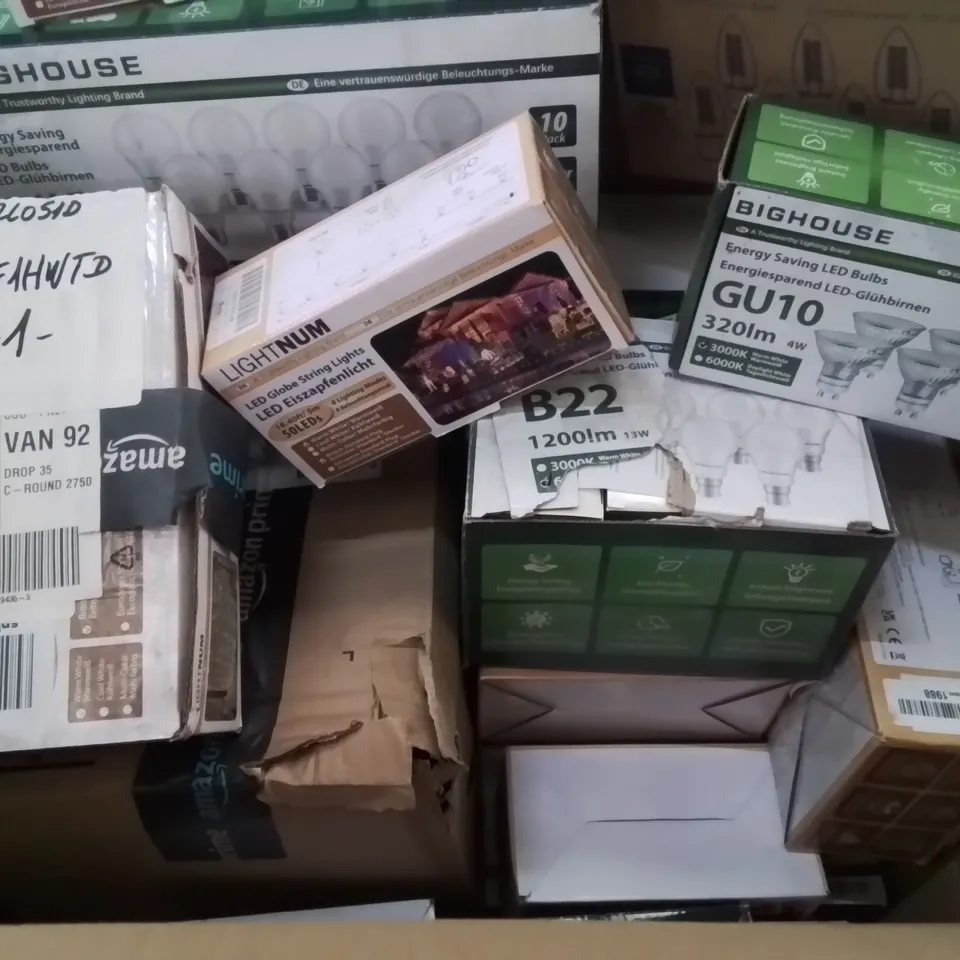 LARGE BOX CONTAINING ASSORTED LIGHT BULBS ECT.