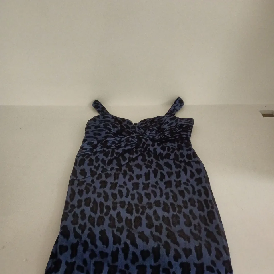 GINA BACCONI BLACK/BLUE PATTERN DRESS UK 16
