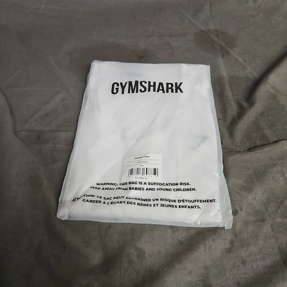GYMSHARK TRAINING TANK IN WHITE SIZE L