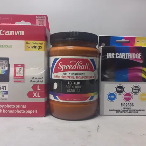 APPROXIMATELY 15 ASSORTED HOUSEHOLD ITEMS TO INCLUDE INK CARTRIDGES, PHOTO PAPER, PAINT, ETC