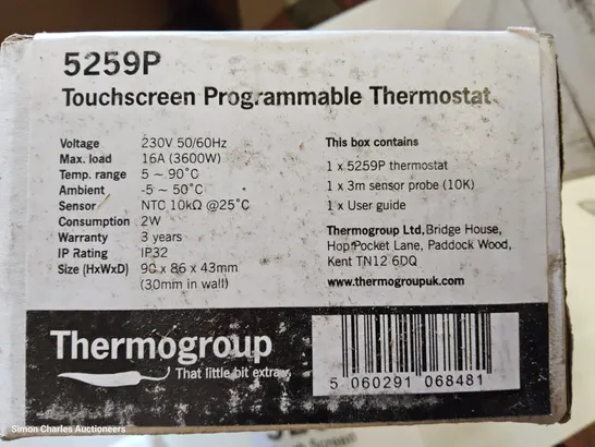 Lot 1068: FIVE BOXED TOUCHSCREEN PROGRAMMABLE THERMOSTATS Model 5259P ...