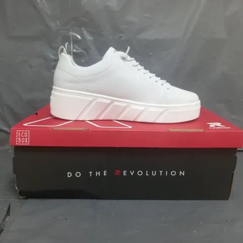 RIEKER CHUNKY PLATFORM LEATHER TRAINERS WHITE SIZE 5