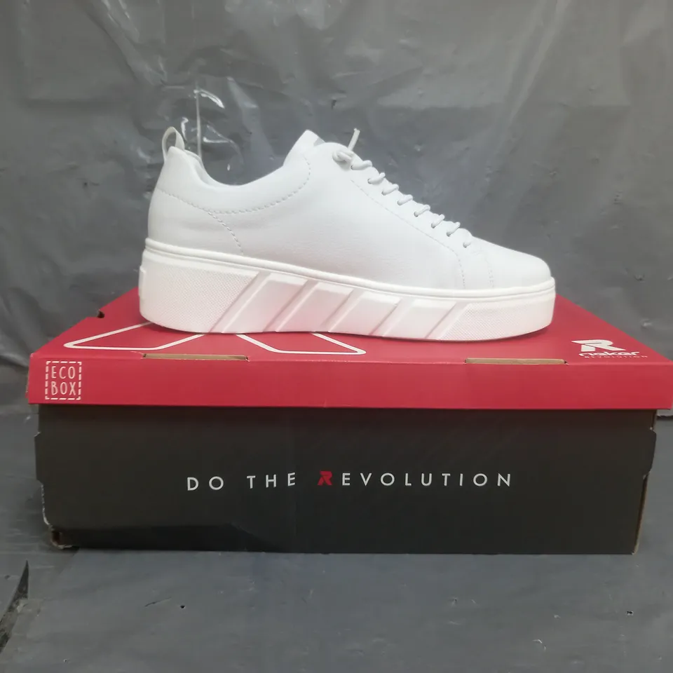 RIEKER CHUNKY PLATFORM LEATHER TRAINERS WHITE SIZE 5