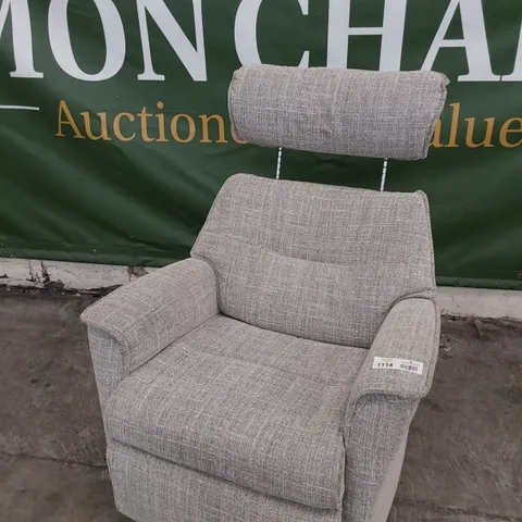 QUALITY BRITISH DESIGNER G PLAN MALMO LARGE MANUAL RECLINING SWIVEL CHAIR BEACH OATMEAL FABRIC
