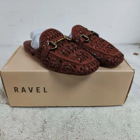 RAVEL ANSTON RLP220 TAN LEATHER WOVEN LOAFERS – UK 4