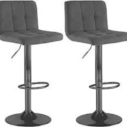 BOXED SET OF 2 NEO MADRID FAUX LEATHER SWIVEL BAR STOOLS - DARK GREY (1 BOX)