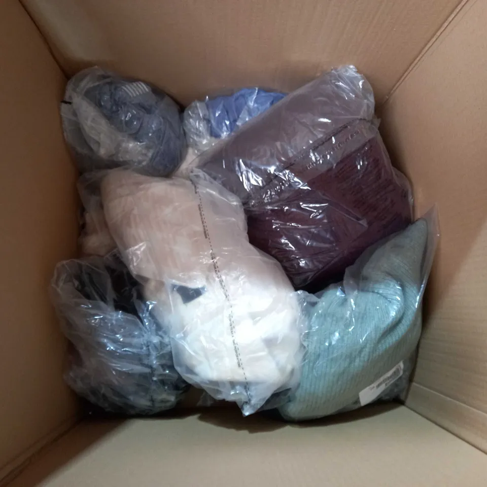 BOX OF ASSORTED ITEMS TO INCLUDE - MILNO TROUSERS - JACKET - JOCKEY SKIMMERS 