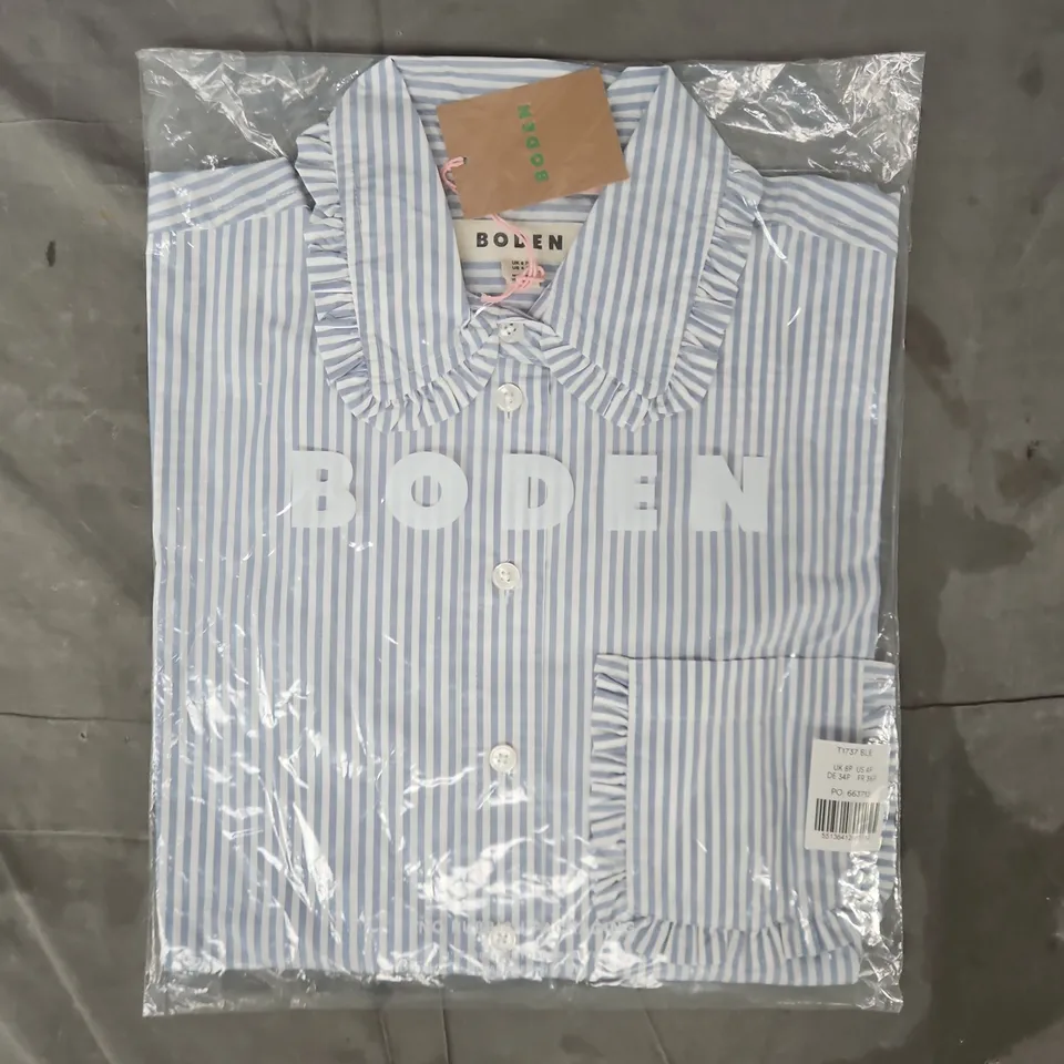 BAGGED BODEN STRIPED SHIRT IN BLUE SIZE 8P