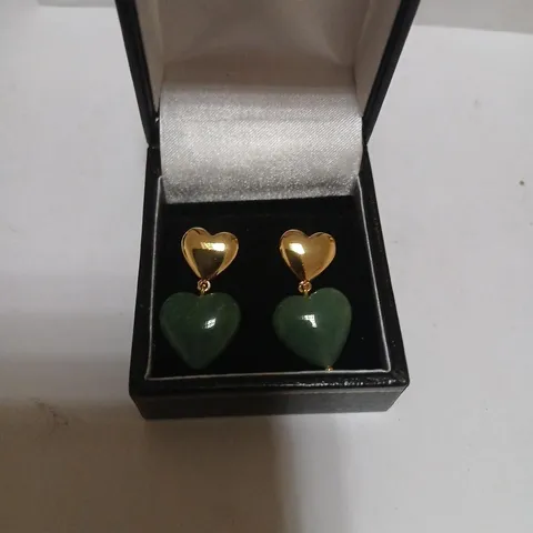 MALIKA SEMI PRECIOUS HEART DROP EARRINGS 