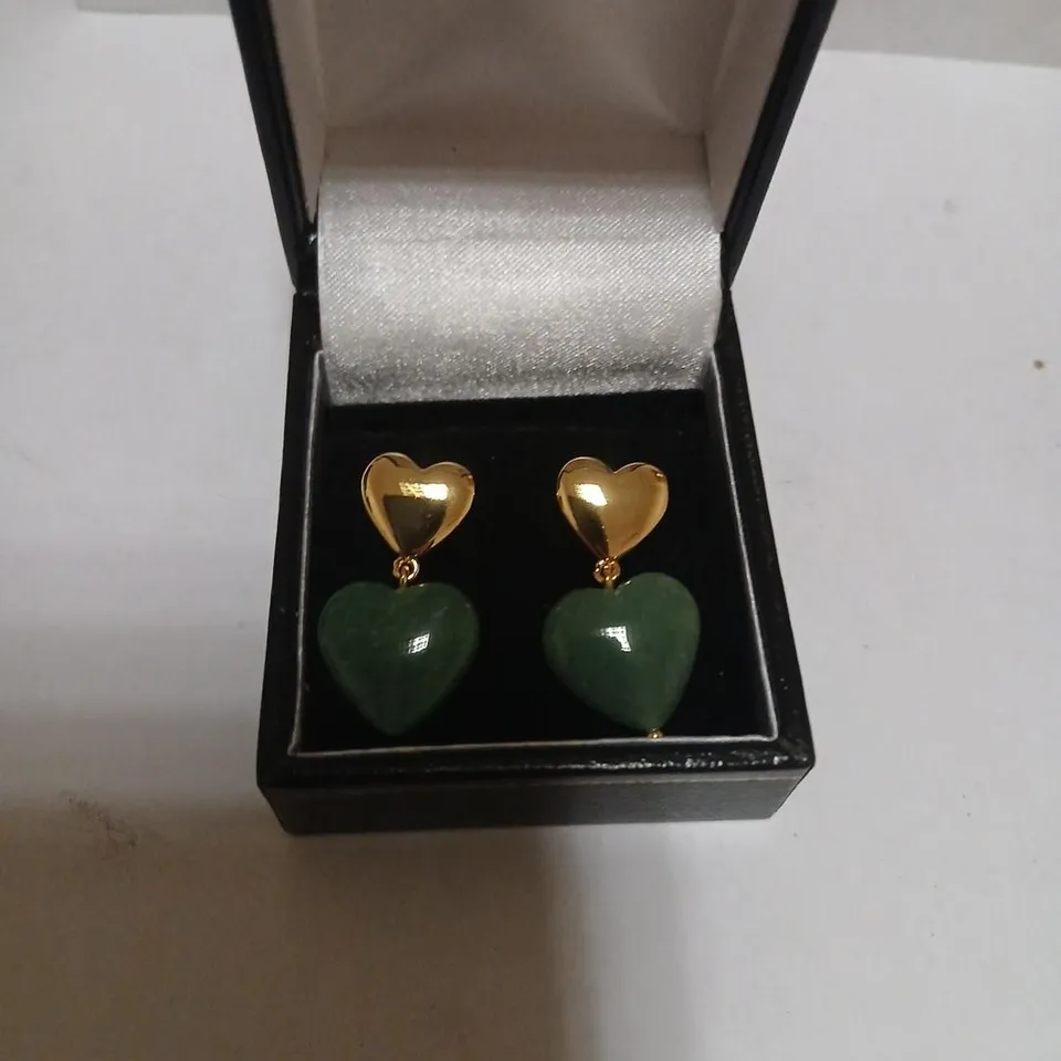 MALIKA SEMI PRECIOUS HEART DROP EARRINGS 